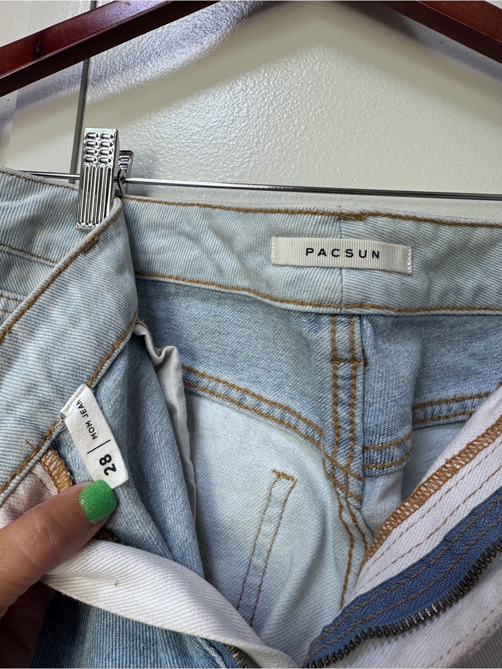 PacSun Two-Tone Light Blue & Cream Patchwork Jeans - Picture 3 of 3